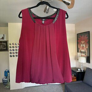 Alfani sleeveless berry top with leaather accent